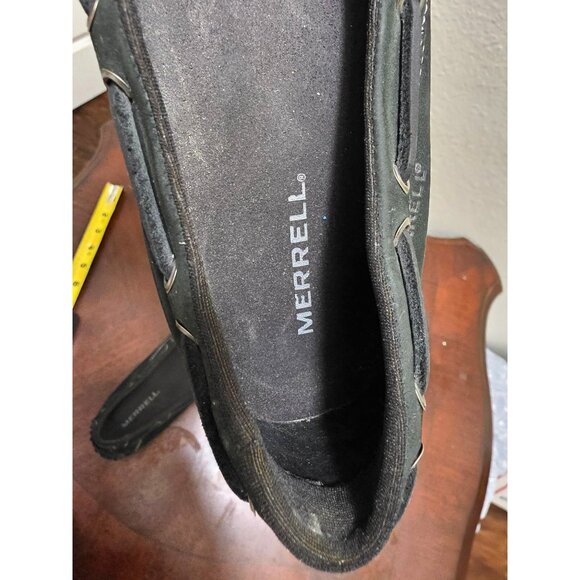 Merrell Women's Black Suede Moccasin Loafers Driving Shoes Size 7 Bow & Stitch D - Picture 11 of 12